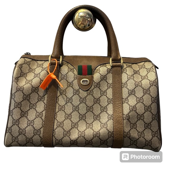 Gucci Handbags - Gucci Authentic Vintage GG Logo Canvas Sherry Line Boston Doctor Bag